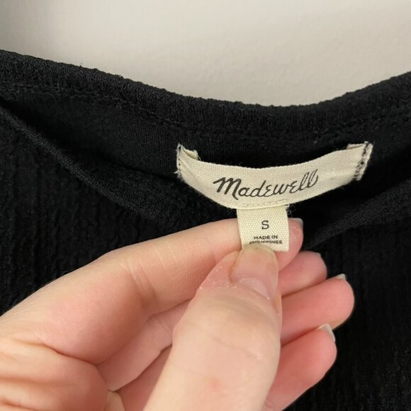 Madewell Crepe Square Neck Puff Sleeve Top in True Black Size Small - Picture 3 of 6